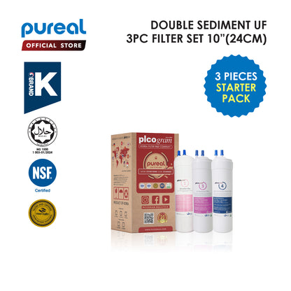 (JAKIM HALAL) Pureal Picogram DS UF/NANO EP/RO Water Filter Cartridges 3pcs Set [10&quot;inch | 24cm]