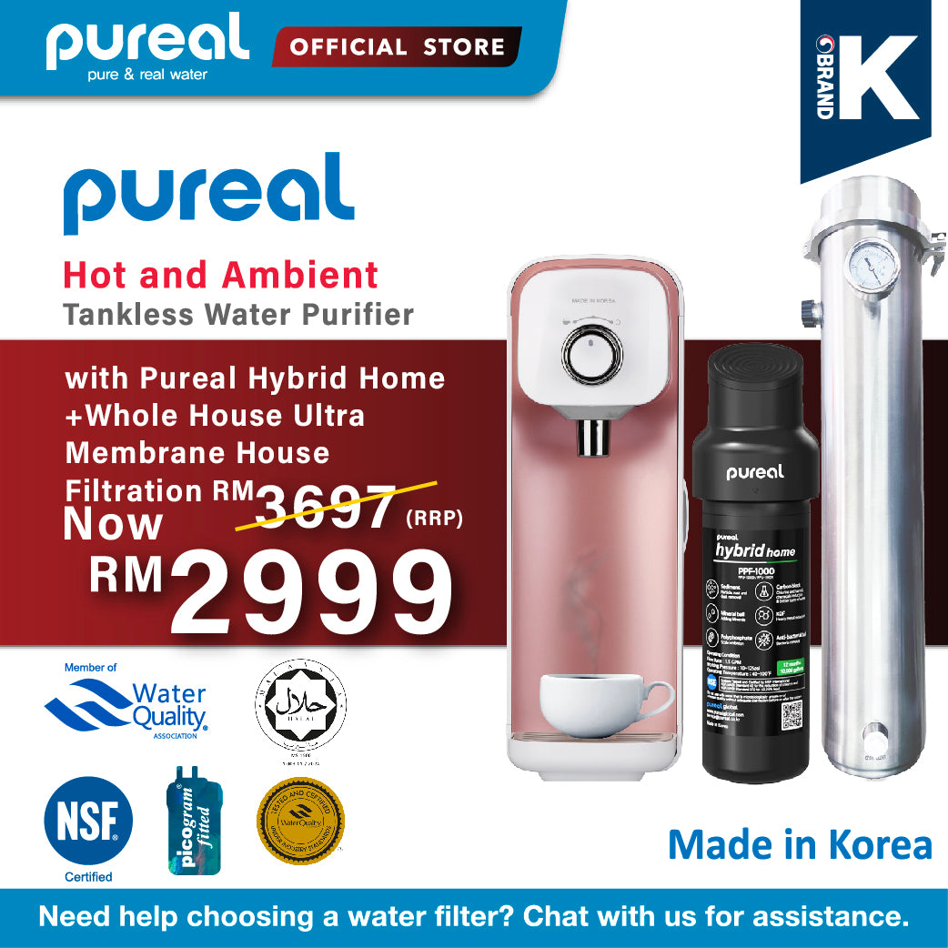 (FREE Installation) Pureal PPH211 &amp; Hybrid Home Water Purifier + Advanced Wholehouse Ultra Membrane PLUS Filtration System - Featuring PVDF Technology with 0.01 Micron Superior Clarity Rating