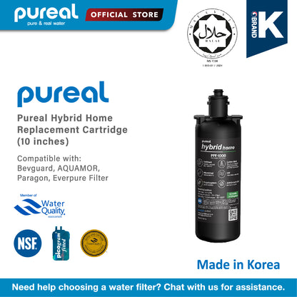(Jakim Halal Certified) Pureal Hybrid Home PPU1000K Under Sink Water Filter System, 10K Gallons, NSF/ANSI 42&amp;372, Mineral Sediment Carbon Block KDF Polyphosphate Filter for Scale &amp; Lead &amp; Chlorine