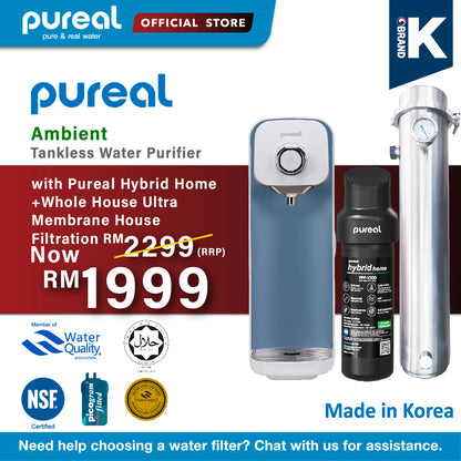 (FREE Installation) Pureal PPA100 &amp; Hybrid Home Water Purifier + Advanced Wholehouse Ultra Membrane PLUS Filtration System - Featuring PVDF Technology with 0.01 Micron Superior Clarity Rating