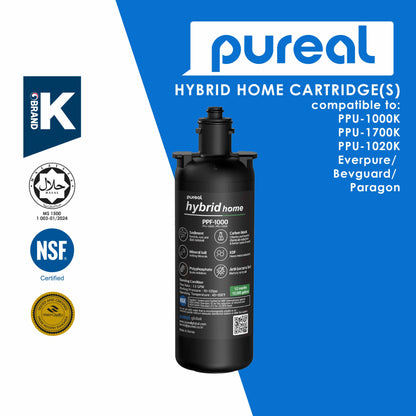 (Jakim Halal Certified) Pureal Hybrid Home PPU1000K Under Sink Water Filter System, 10K Gallons, NSF/ANSI 42&amp;372, Mineral Sediment Carbon Block KDF Polyphosphate Filter for Scale &amp; Lead &amp; Chlorine