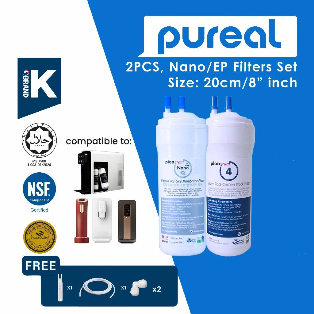 Korea Premium Pureal Picogram Replacement Cartridges - Compatible with Well, ONYX, OEM Water Purifier Systems